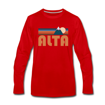 Alta, Utah Long Sleeve T-Shirt - Retro Mountain Unisex Alta Long Sleeve Shirt - red