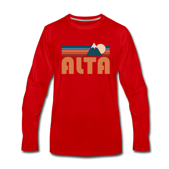 Alta, Utah Long Sleeve T-Shirt - Retro Mountain Unisex Alta Long Sleeve Shirt - red