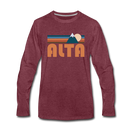 Alta, Utah Long Sleeve T-Shirt - Retro Mountain Unisex Alta Long Sleeve Shirt - heather burgundy