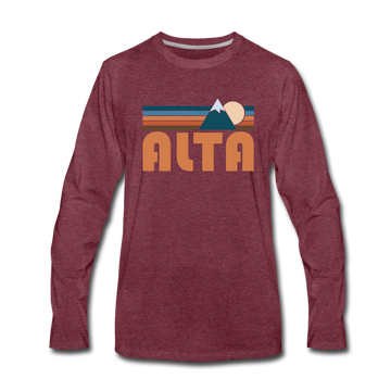 Alta, Utah Long Sleeve T-Shirt - Retro Mountain Unisex Alta Long Sleeve Shirt - heather burgundy