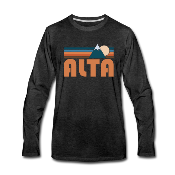 Alta, Utah Long Sleeve T-Shirt - Retro Mountain Unisex Alta Long Sleeve Shirt - charcoal gray