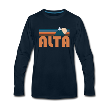 Alta, Utah Long Sleeve T-Shirt - Retro Mountain Unisex Alta Long Sleeve Shirt - deep navy