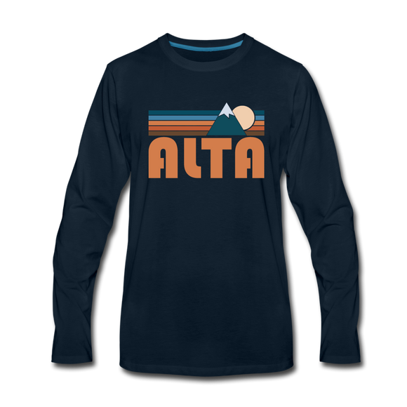 Alta, Utah Long Sleeve T-Shirt - Retro Mountain Unisex Alta Long Sleeve Shirt - deep navy