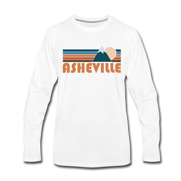 Asheville, North Carolina Long Sleeve T-Shirt - Retro Mountain Unisex Asheville Long Sleeve Shirt - white