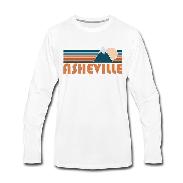 Asheville, North Carolina Long Sleeve T-Shirt - Retro Mountain Unisex Asheville Long Sleeve Shirt - white