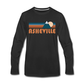 Asheville, North Carolina Long Sleeve T-Shirt - Retro Mountain Unisex Asheville Long Sleeve Shirt - black