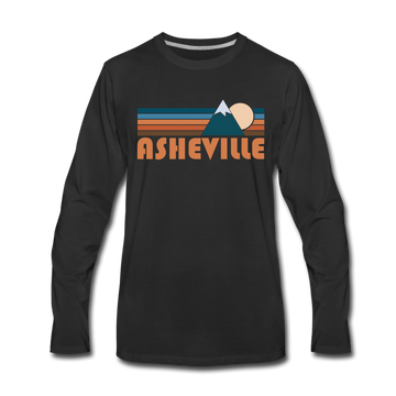 Asheville, North Carolina Long Sleeve T-Shirt - Retro Mountain Unisex Asheville Long Sleeve Shirt - black