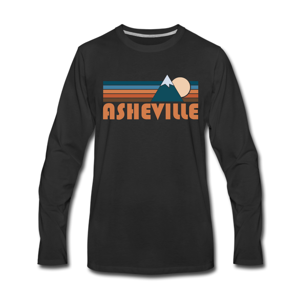 Asheville, North Carolina Long Sleeve T-Shirt - Retro Mountain Unisex Asheville Long Sleeve Shirt - black