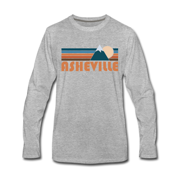 Asheville, North Carolina Long Sleeve T-Shirt - Retro Mountain Unisex Asheville Long Sleeve Shirt - heather gray