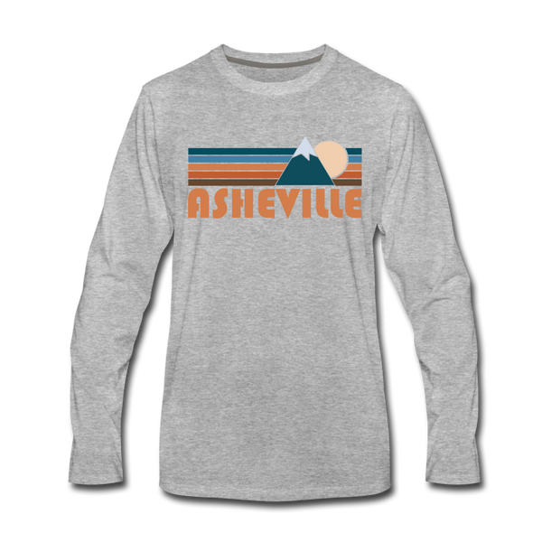 Asheville, North Carolina Long Sleeve T-Shirt - Retro Mountain Unisex Asheville Long Sleeve Shirt - heather gray