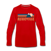 Asheville, North Carolina Long Sleeve T-Shirt - Retro Mountain Unisex Asheville Long Sleeve Shirt - red