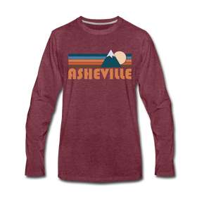 Asheville, North Carolina Long Sleeve T-Shirt - Retro Mountain Unisex Asheville Long Sleeve Shirt - heather burgundy
