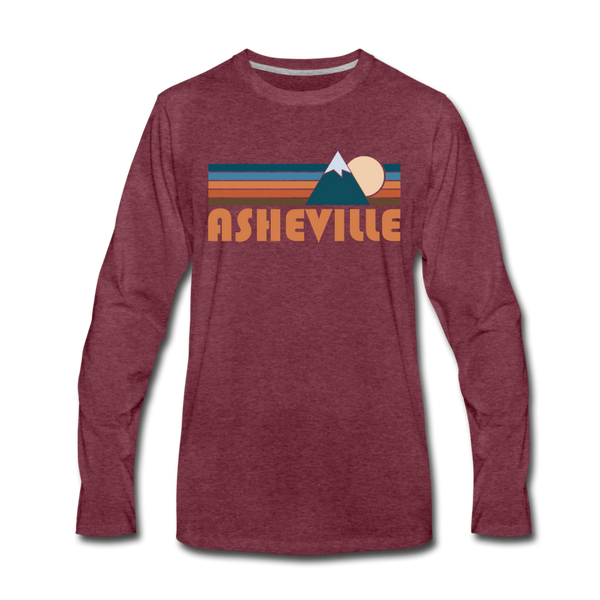 Asheville, North Carolina Long Sleeve T-Shirt - Retro Mountain Unisex Asheville Long Sleeve Shirt - heather burgundy
