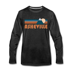 Asheville, North Carolina Long Sleeve T-Shirt - Retro Mountain Unisex Asheville Long Sleeve Shirt - charcoal gray