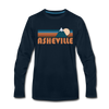 Asheville, North Carolina Long Sleeve T-Shirt - Retro Mountain Unisex Asheville Long Sleeve Shirt - deep navy