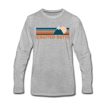 Crested Butte, Colorado Long Sleeve T-Shirt - Retro Mountain Unisex Crested Butte Long Sleeve Shirt - heather gray