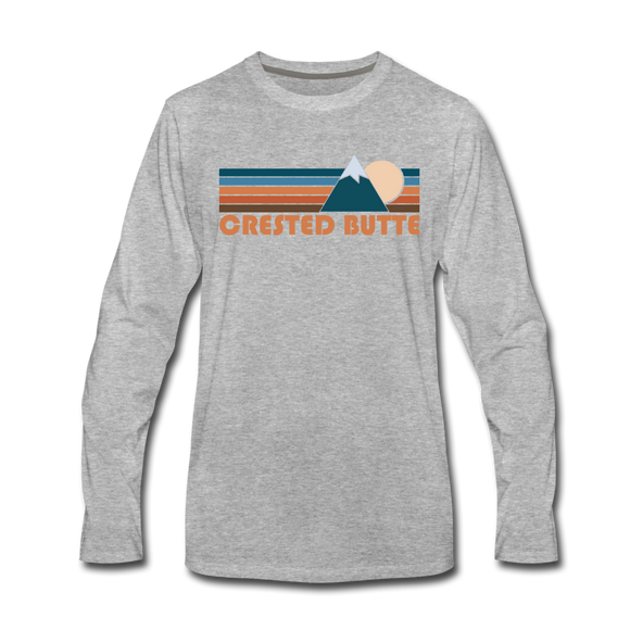 Crested Butte, Colorado Long Sleeve T-Shirt - Retro Mountain Unisex Crested Butte Long Sleeve Shirt - heather gray