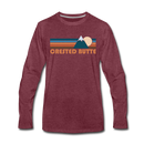 Crested Butte, Colorado Long Sleeve T-Shirt - Retro Mountain Unisex Crested Butte Long Sleeve Shirt - heather burgundy