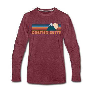 Crested Butte, Colorado Long Sleeve T-Shirt - Retro Mountain Unisex Crested Butte Long Sleeve Shirt - heather burgundy