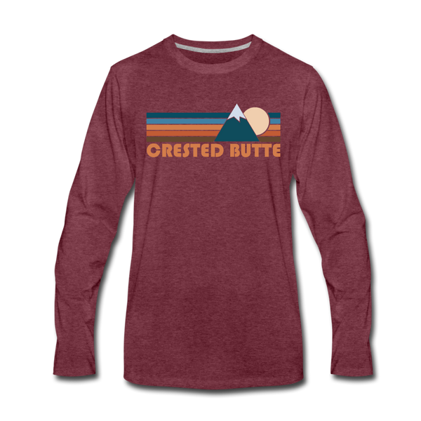 Crested Butte, Colorado Long Sleeve T-Shirt - Retro Mountain Unisex Crested Butte Long Sleeve Shirt - heather burgundy