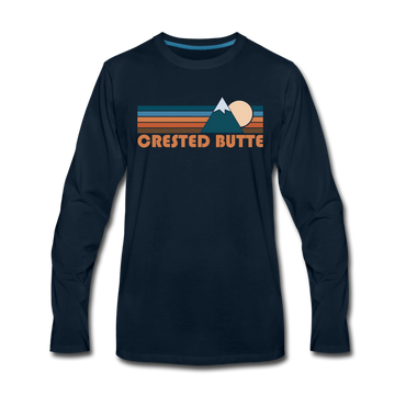 Crested Butte, Colorado Long Sleeve T-Shirt - Retro Mountain Unisex Crested Butte Long Sleeve Shirt - deep navy