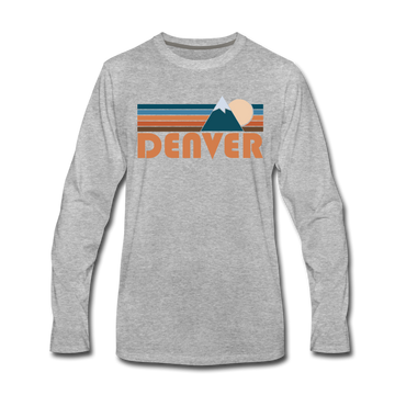 Denver, Colorado Long Sleeve T-Shirt - Retro Mountain Unisex Denver Long Sleeve Shirt - heather gray