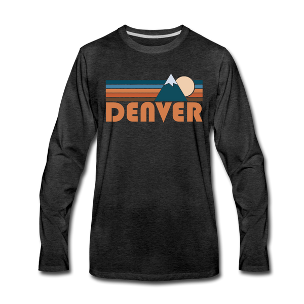 Denver, Colorado Long Sleeve T-Shirt - Retro Mountain Unisex Denver Long Sleeve Shirt - charcoal gray