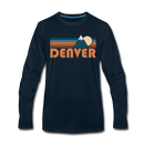 Denver, Colorado Long Sleeve T-Shirt - Retro Mountain Unisex Denver Long Sleeve Shirt - deep navy