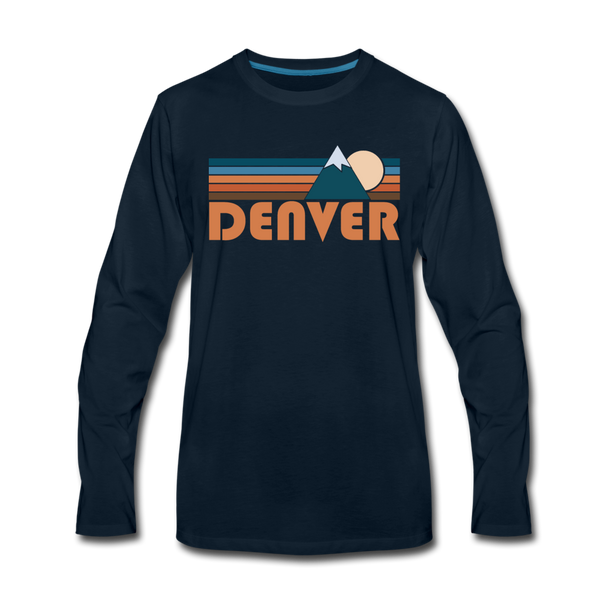 Denver, Colorado Long Sleeve T-Shirt - Retro Mountain Unisex Denver Long Sleeve Shirt - deep navy