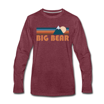 Big Bear, California Long Sleeve T-Shirt - Retro Mountain Unisex Big Bear Long Sleeve Shirt - heather burgundy