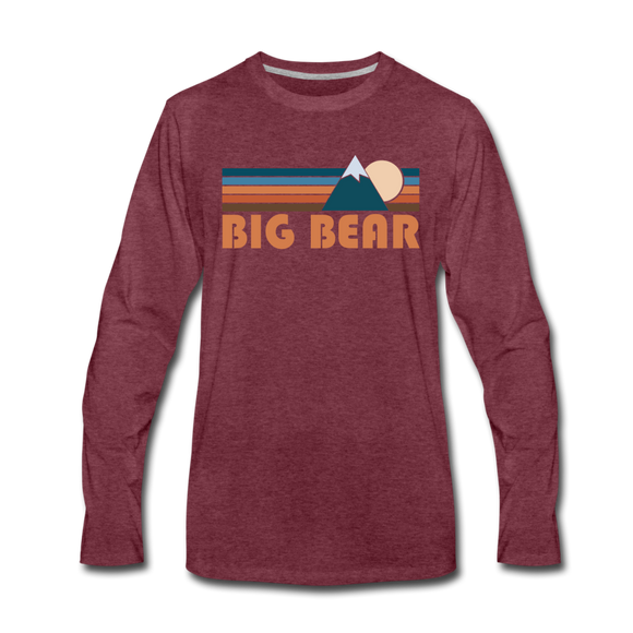 Big Bear, California Long Sleeve T-Shirt - Retro Mountain Unisex Big Bear Long Sleeve Shirt - heather burgundy