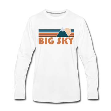 Big Sky, Montana Long Sleeve T-Shirt - Retro Mountain Unisex Big Sky Long Sleeve Shirt - white