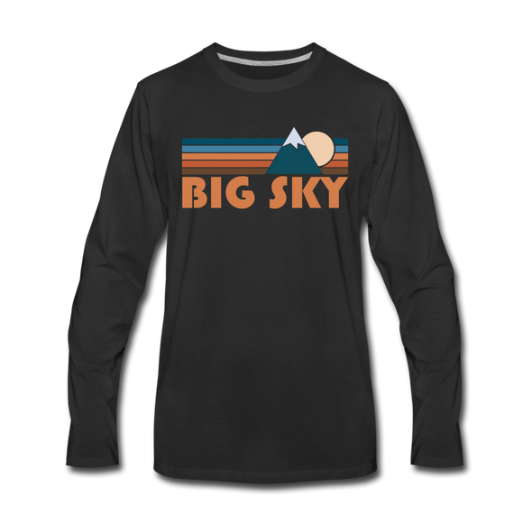 Big Sky, Montana Long Sleeve T-Shirt - Retro Mountain Unisex Big Sky Long Sleeve Shirt - black