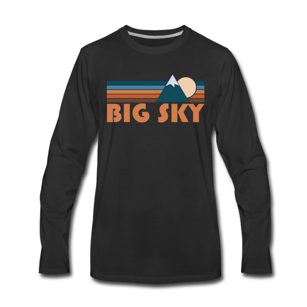 Big Sky, Montana Long Sleeve T-Shirt - Retro Mountain Unisex Big Sky Long Sleeve Shirt - black