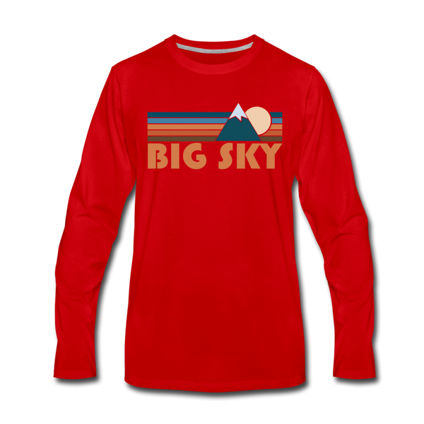 Big Sky, Montana Long Sleeve T-Shirt - Retro Mountain Unisex Big Sky Long Sleeve Shirt - red