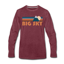 Big Sky, Montana Long Sleeve T-Shirt - Retro Mountain Unisex Big Sky Long Sleeve Shirt - heather burgundy