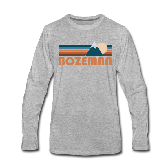 Bozeman, Montana Long Sleeve T-Shirt - Retro Mountain Unisex Bozeman Long Sleeve Shirt - heather gray
