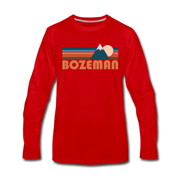 Bozeman, Montana Long Sleeve T-Shirt - Retro Mountain Unisex Bozeman Long Sleeve Shirt - red