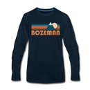 Bozeman, Montana Long Sleeve T-Shirt - Retro Mountain Unisex Bozeman Long Sleeve Shirt - deep navy