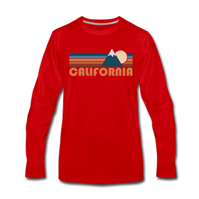 California Long Sleeve T-Shirt - Retro Mountain Unisex California Long Sleeve Shirt - red