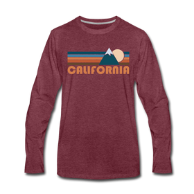 California Long Sleeve T-Shirt - Retro Mountain Unisex California Long Sleeve Shirt - heather burgundy