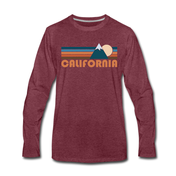 California Long Sleeve T-Shirt - Retro Mountain Unisex California Long Sleeve Shirt - heather burgundy