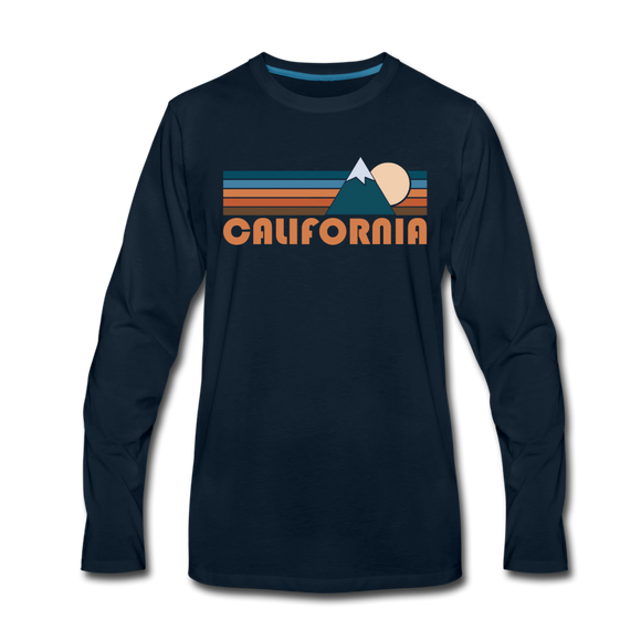 California Long Sleeve T-Shirt - Retro Mountain Unisex California Long Sleeve Shirt - deep navy
