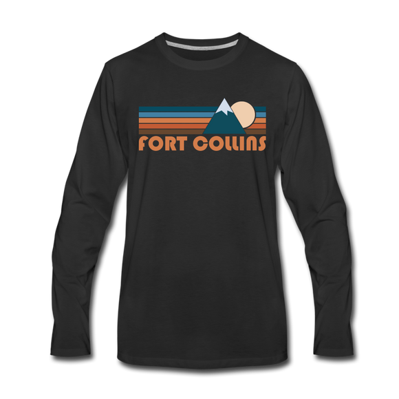 Fort Collins, Colorado Long Sleeve T-Shirt - Retro Mountain Unisex Fort Collins Long Sleeve Shirt - black