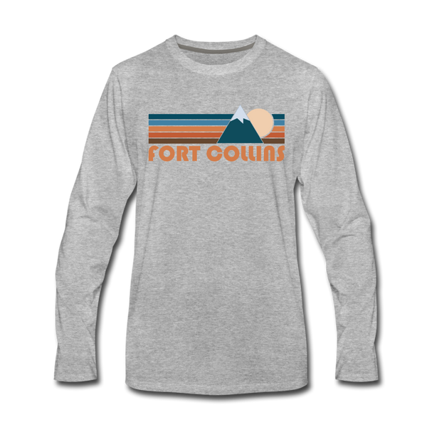 Fort Collins, Colorado Long Sleeve T-Shirt - Retro Mountain Unisex Fort Collins Long Sleeve Shirt - heather gray