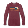 Fort Collins, Colorado Long Sleeve T-Shirt - Retro Mountain Unisex Fort Collins Long Sleeve Shirt - heather burgundy