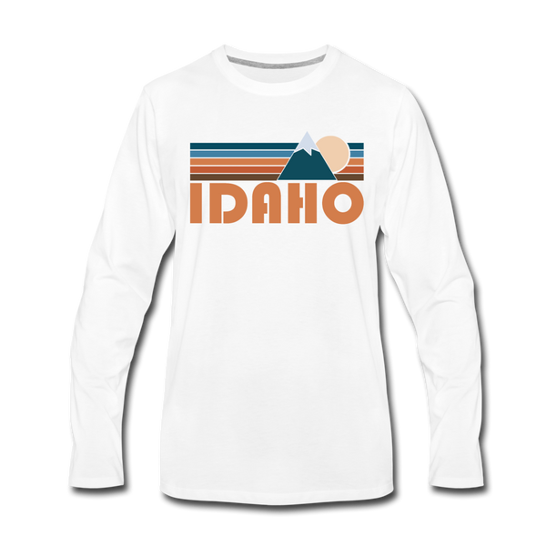 Idaho Long Sleeve T-Shirt - Retro Mountain Unisex Idaho Long Sleeve Shirt - white