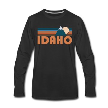 Idaho Long Sleeve T-Shirt - Retro Mountain Unisex Idaho Long Sleeve Shirt - black