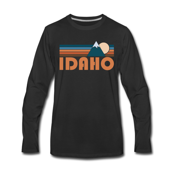 Idaho Long Sleeve T-Shirt - Retro Mountain Unisex Idaho Long Sleeve Shirt - black