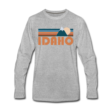 Idaho Long Sleeve T-Shirt - Retro Mountain Unisex Idaho Long Sleeve Shirt - heather gray